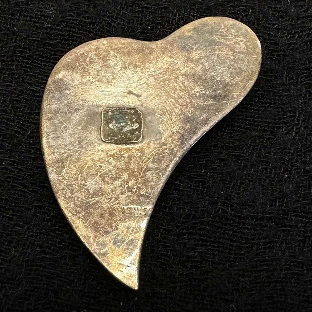 Heart‎ Brooch Component Mexican Silver Sterling Mex 9